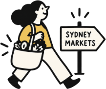 Walking to Sydney markets with a bag of fresh produce